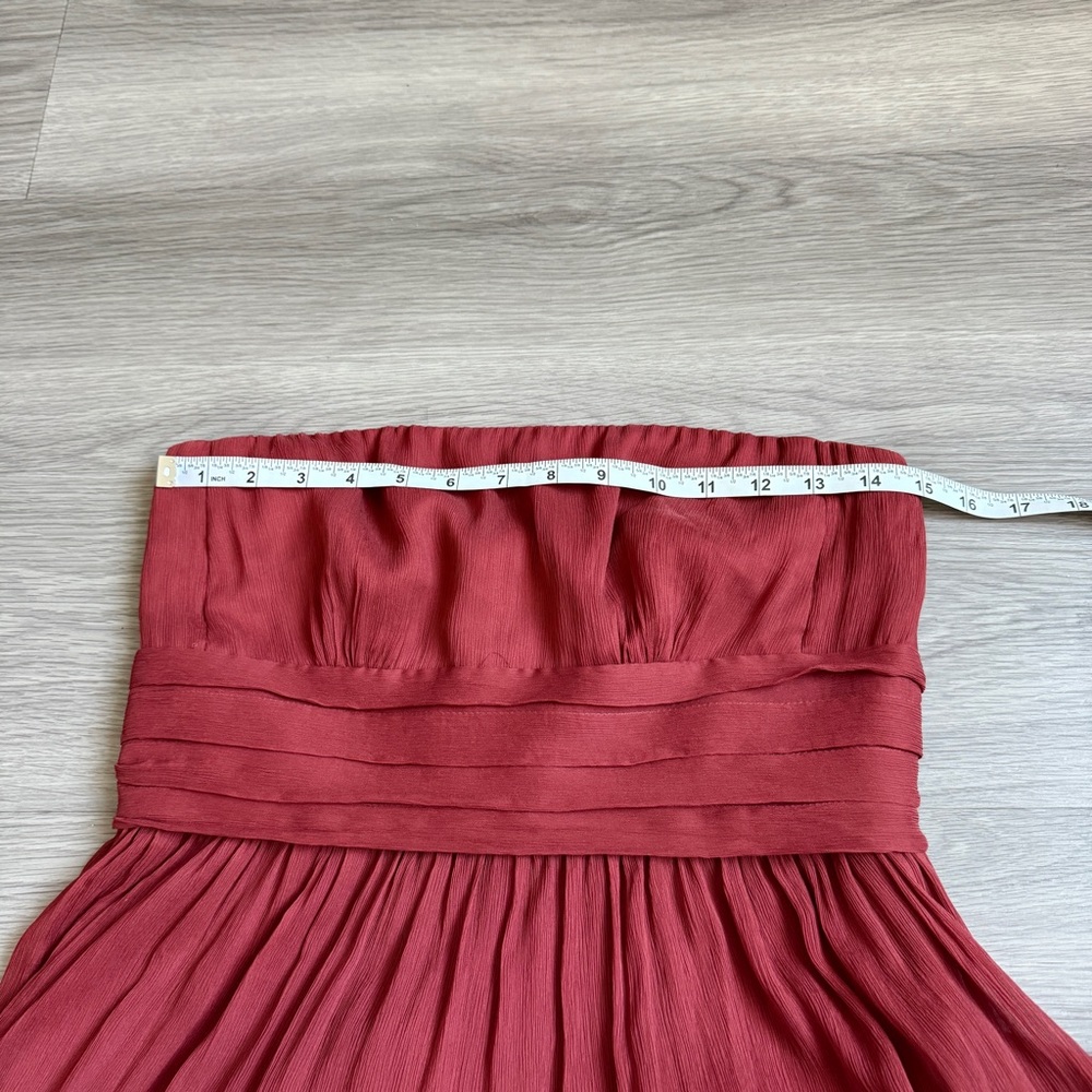 J.Crew Juliet Silk Strapless Dress Coral Pink Tiered Waist - Picture 6 of 8